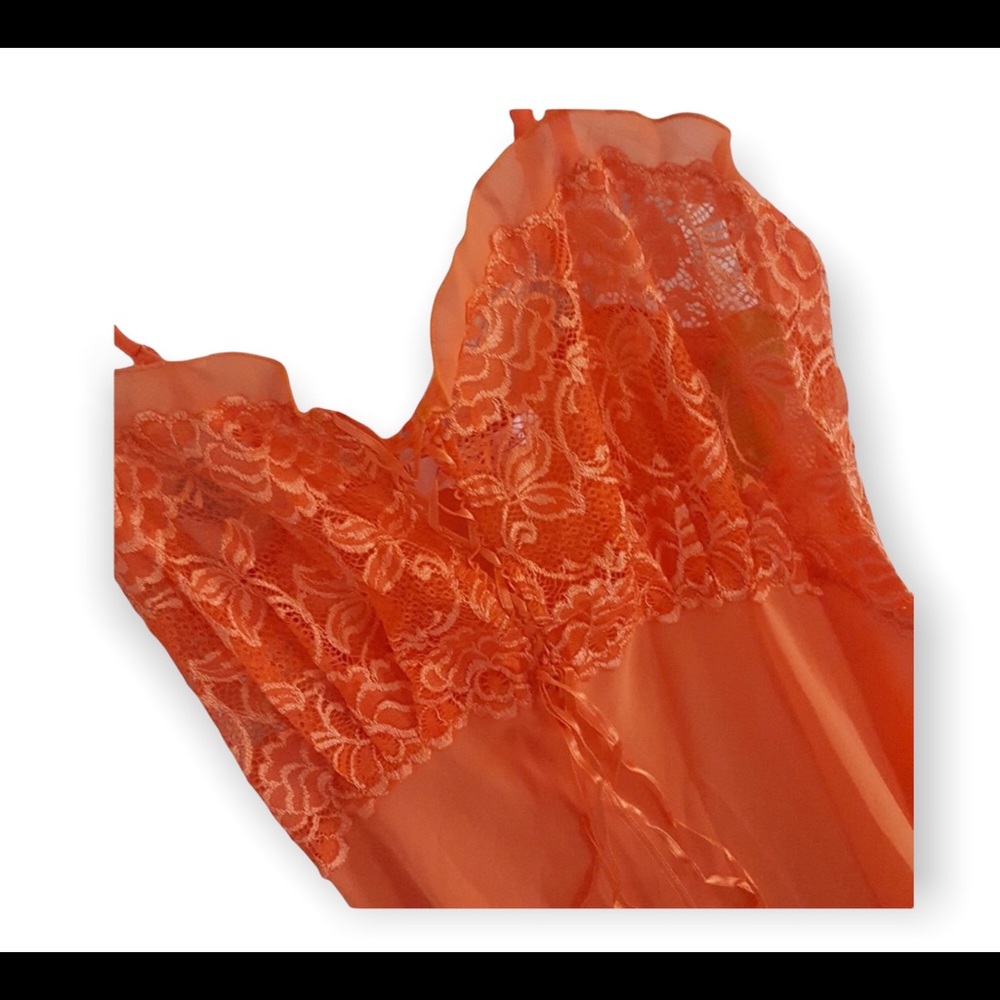 Lace Orange Silk Nightgown - Picture 2 of 5